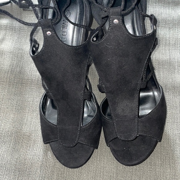 Wild Diva Black Suede Gladiator Heels New 7 - Picture 4 of 6